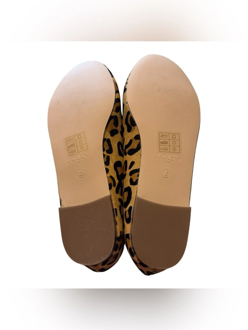 J. Crew Cora Calf Hair/Leather Leopard Loafers Leather Slip On Flats Size 7.5